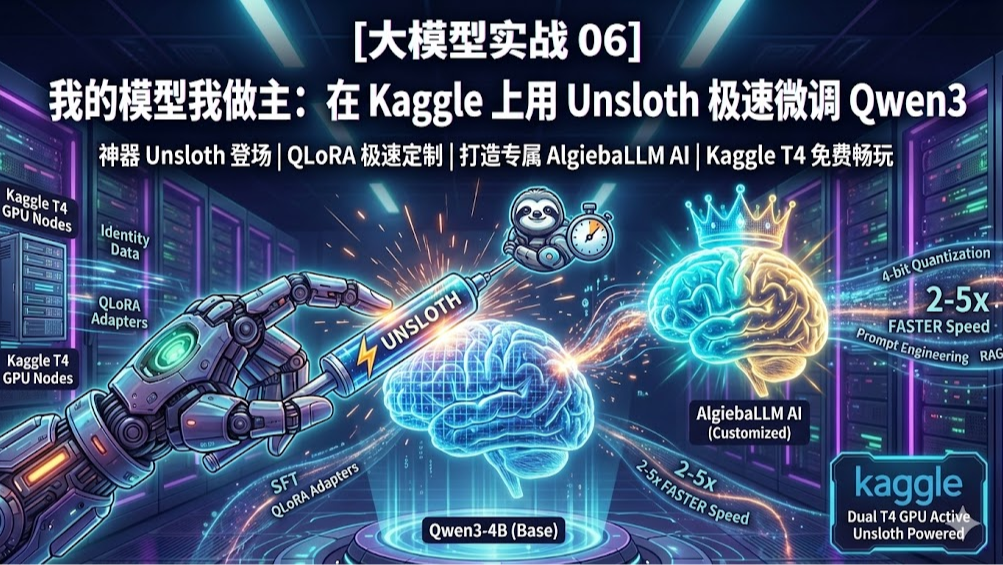 [大模型实战 06] 我的模型我做主：在 Kaggle 上用 Unsloth 极速微调 Qwen3